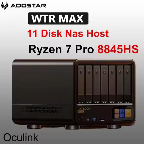 WTR MAX Ryzen 7 Pro 8845HS 11 Disk Nas Host 2xDDR5 5600Mhz Pcie 3.0 SSD Window 11 Independent Oculin