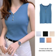 SLIce Silk Tank Top Sleeveless Knitting Top Women Inner Wear V-neck