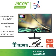 ACER SA322QU A / SA322QUA 31.5"  MONITOR ( 31.5" IPS WQHD / 1Ms / 75Hz / FREESYNC / HD MI + DP)