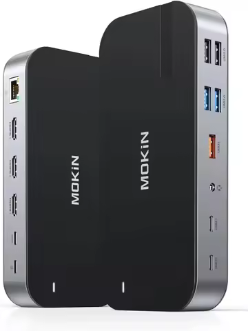 MOKiN 15 in 1 Docking Station USB C Dock Triple Monitor 3 HDMI 10Gbps USB 3.1 RJ45 SD/TF Audio PD 10