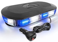 HLauto 700A Rooftop Emergency Strobe Lights Bar, 72 LED Blue White Mini Beacon Safety Flashing Warni