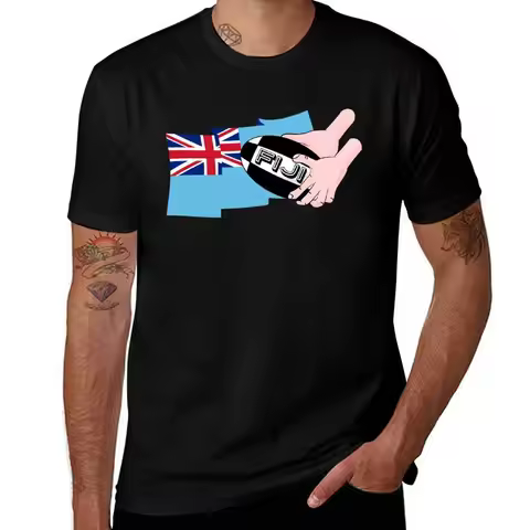 Fiji Rugby Flag T-Shirt Fashion Casual Short Sleeve T-Shirt