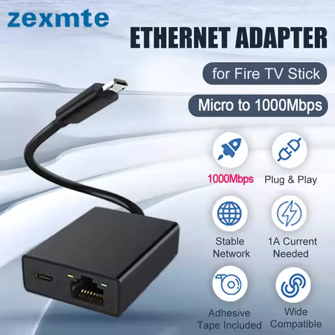 Zexmte Chromecast Ethernet Adapter For Fire TV Stick Micro to 100Mbps Network Card for Ultra Audio G