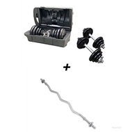 Adjustable Dumbell + Ez Curl Barbell Home Workout Set