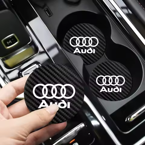 2Pcs Car Interior Leather Coaster Anti-noise Water Cup Pad For Audi Sline A3 A4 A5 A6 A7 A1 A2 A8 Q1