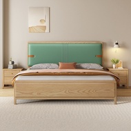 【SG Sellers】Leather And Solid Wood Bed Frame Solid Wooden Bed Frame Bed Frame With Mattress Storage Bed Frame Queen/King Bed Frame