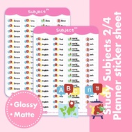 2/4 study subjects Planner sticker sheet Die-Cut Subject: 2/4 Reminder Calendar Or