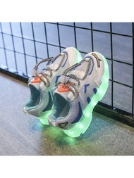 USB充電LED 發光鞋 透氣網布運動鞋 給男孩、女孩、青少年穿的跑步鞋，附有顏色變換夜燈，適合春秋季的運動和休閒穿著