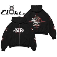 Zipper Y2K Target ON - Black Zipper Hoodie MNRS Y2K - Black Zipper Cotton Thick Unisex