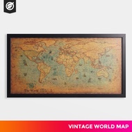 Frambie Vintage World Map Print | Wall Decor World Map | Peta Dunia 100cm x 51cm