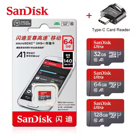 Original SanDisk A1 Memory Card 256GB 128GB 100MB/S 64GB 32GB Micro sd card Class 10 UHS-1 Flash Mic