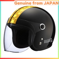【RIDEZ】 Jr STAR Jet Helmet Bike Pearl Black Kids (53-54cm) Motorcycle Helmet Jet with Open/Close Shi