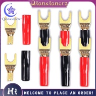 Y Plug Spade Connector for Speaker Wire,8 Pcs Y Spade Plug 45 Degree Gold Plated U Fork Spade Plug C