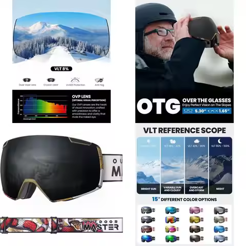 Heron Ski Goggles with 2 Magnetic HD Toric Lenses, OTG Compatible, Interchangeable Lens Design