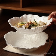 Creative Dish Plate Home Use Cabbage Relief Tableware Hotel Restaurant Deep Plate Exquisite Flower C