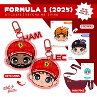 (F1) 2025 Formula 1 Collection Keychains, Stickers, Pins Art Plus