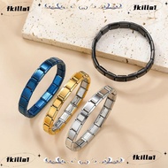 FKILA Italy Bracelets, Stretchable Stainless Steel Italian Modules, Trendy Square Italian Charm Brac