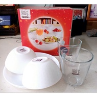 Set of 10 Piece (4 cups, 2 plates, 4 cups) Opal Luminarc glass (Nestle gift)