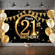 Pennant Banner Display 21st Number 21st Birthday Backdrop Festive Sparkling Backdrop For  Birthday D