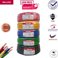 [Sirim &amp; SuruhanJaya Approved] Million 2.5mm 100% Pure Copper PVC Insulated Cable - 100 m (±)