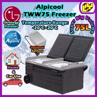 Alpicool TWW75 Car Refrigerator with Battery 75L Dual Use Car Fridge Portable Freezer Large Camping Fridge APP Control