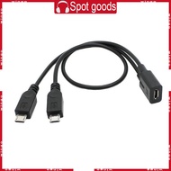 WIN Micro USB Female to 2 Micro USB Male Splitter Cable Extension Wire 30cm 12inch