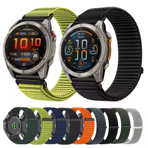 QuickFit 26mm 22mm Nylon Strap For Garmin Fenix 8 Pro AMOLED/AMOLED Fenix 8 E 7 7X Pro Solar 6 6X Ta