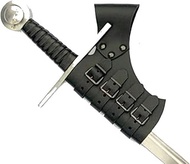 Pera Peris Medieval Style Adjustable Sword Holder with 4 Leather Buckles for Swords (Black)