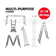 16 Steps (4.7m)/ 12 Steps (3.6m)/ 20Step Aluminum Multi-Purpose Foldable Ladder Multipurpose Folding Tangga Lipat 多功能楼梯
