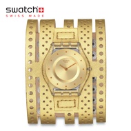 Swatch Skin DORATA SFK384 Gold Leather Strap Watch