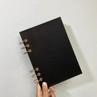黑色麂皮絨面 -A5/A6 6孔活頁本 封面可水洗 無時效 行事曆 手帳