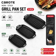 Carote Non-Stick Korean BBQ Grill Pan Camping Grill Pan Griddle Grill Pan Kuali Pemanggang BBQ Korea