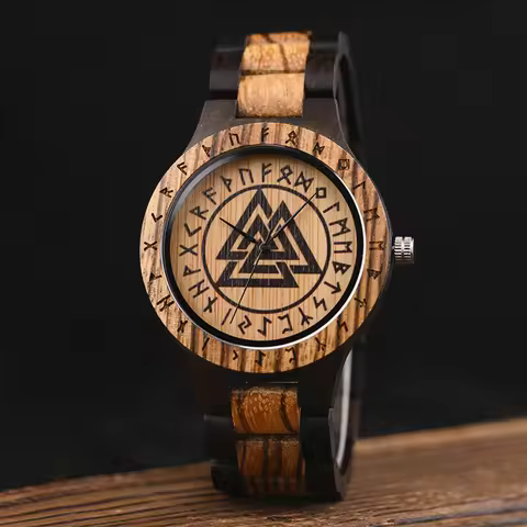 BOBO BIRD Men's Watches Viking Wooden Wristwatch Vintage Watch for Men Customized Dropshipping