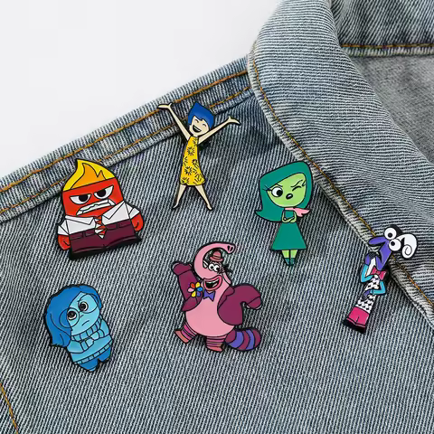 6 Pcs Inside Out Characters Brooch Cute Emotion Enamel Pin Metal Badge Jewelry Clothes Backpack Acce