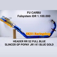 Knalpot Racing SJ88 Satria FU Karbu Fullset Full Blue Biru Blue Gold