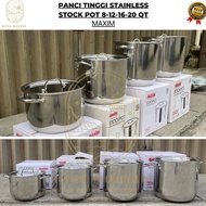 Maxim Stainless Steel Tall Pot / Cooking Pot / Stock Pot 8 12 16 20 Qt / Viral Boiling Pot