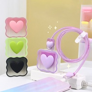 4pcs 3D Love Heart Soft Silicone Charger Case compatible For iPhone 18W 20W Charger Protection Cover