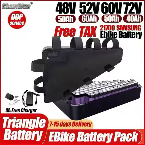 36v 48v 52v 60v 72v Electric Bicycle chamrider Triangle battery 30ah 40ah 50ah 60ah ebike 1000w2000w
