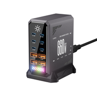 660W USB C Charger Station 10 พอร์ต Fast Charger ประเภท C PD3.1 PD3.0 PPS Quick Charger สําหรับ MacB