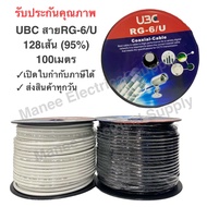 รับประกัน 1 ปี สายRG6/U 128เส้น(95%)100M.สีดำ สีขาว ล้อพลาสติก UBC