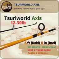 Tsuriworld Axis 5 Feet 6 Inch 12-30lb 2-Piece Spinning Fishing Rod Joran Ikan Torikumu Kotai