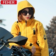 Women FEHER Motorcycle Riding Jacket 7 CE Protective Waterproof Yellow Racing Jacket Casual Jaqueta 