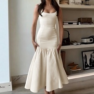 2026 Fashion U Neck Slim Dress Retro Sleeveless Fi 2026时尚U领修身连衣裙复古无袖鱼尾裙度假假连衣裙CQ603