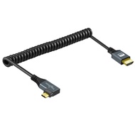 Twozoh Left Angled Coiled Micro HDMI to HDMI Cable, Micro HDMI to HDMI Coiled Cable 90°Degree Stretc