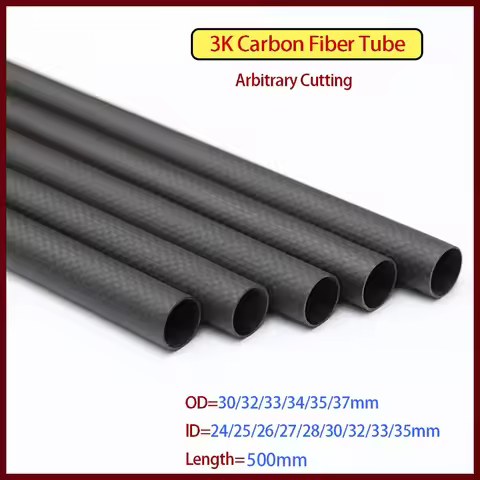 3K Carbon Fiber Tube Length= 500mm lD=24/25/26/27/28/30/32/33/35mm For RC Model Aircraft Drone Acces