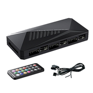 6P ARGB 6-Way Splitter 5V 3Pin Fan Controller Hub SATA Powered 4Pin PWM Magnetic Standoff Hub for PC