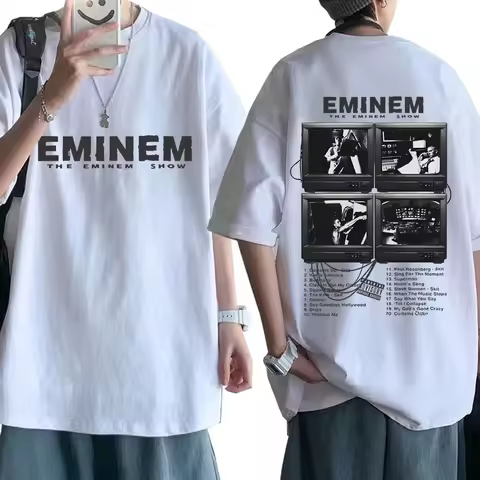 Rapper Eminem Music Album T Shirt World Tour Gift for Fan Graphic T-shirt Men Women Vintage Oversize