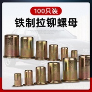 Carbon Steel Galvanized Rivet Nut Flat Head Column Pattern Rivet Nut Nut Flat Head Knurled Rivet Nut