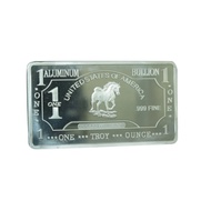 1 oz One Troy Ounce USA Horse .999 Fine Aluminium Bullion Bar Al Element 1oz