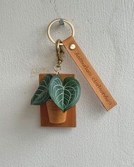 皮革製 圓葉花燭吊飾_送禮/收藏